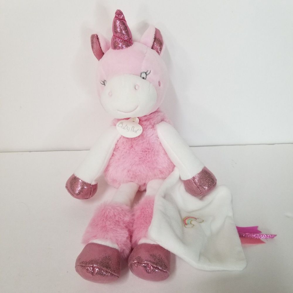 Baby Nat Unicorn‎ Pink Stuffed Plush with Spakley Accents & Security Blanket